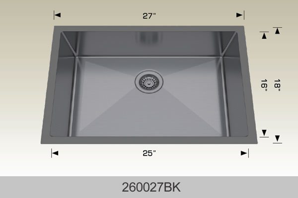 BOSCO 260027BK Textured Standard Series Sink