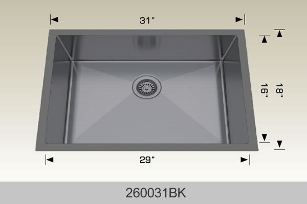 BOSCO 260031BK Textured Standard Series Sink