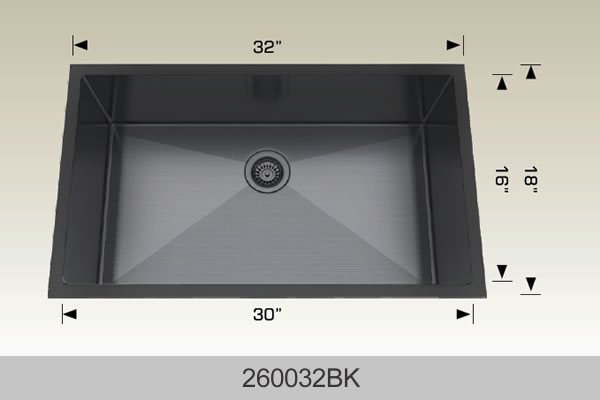BOSCO 260032BK Textured Standard Series Sink