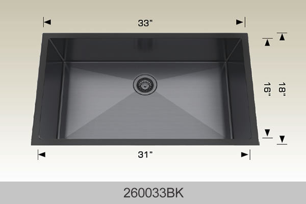 BOSCO 260033BK Textured Standard Series Sink