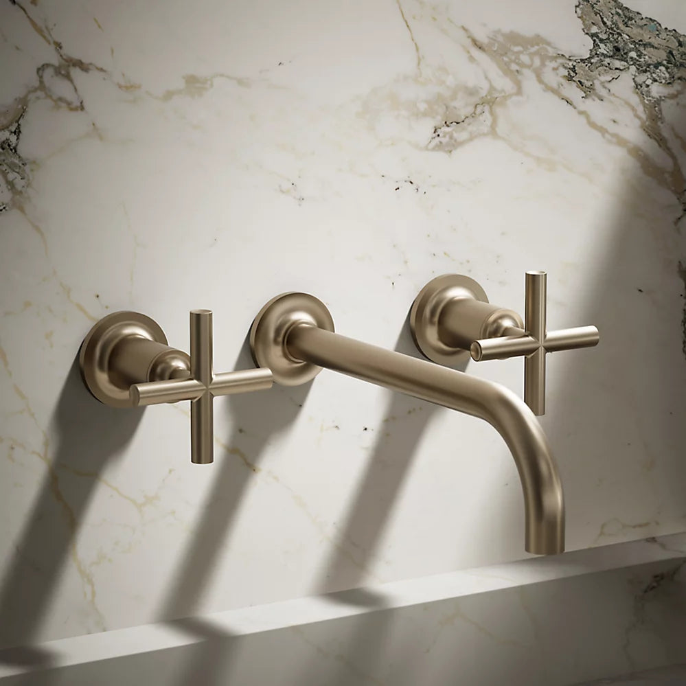 Purist® Wall-mount bathroom sink faucet trim with Cross handles, 1.2 gpm