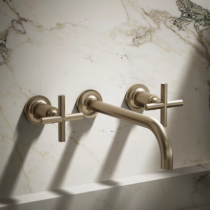 Purist® Wall-mount bathroom sink faucet trim with Cross handles, 1.2 gpm
