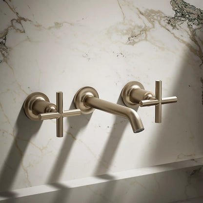 Purist® Wall-mount bathroom sink faucet trim with Cross handles, 1.2 gpm