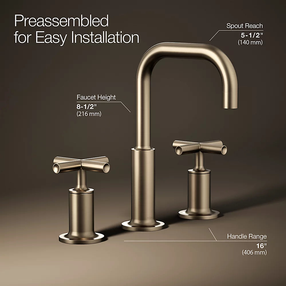 Purist® Widespread bathroom sink faucet with Cross handles, 1.2 gpm