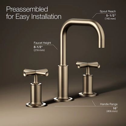 Purist® Widespread bathroom sink faucet with Cross handles, 1.2 gpm
