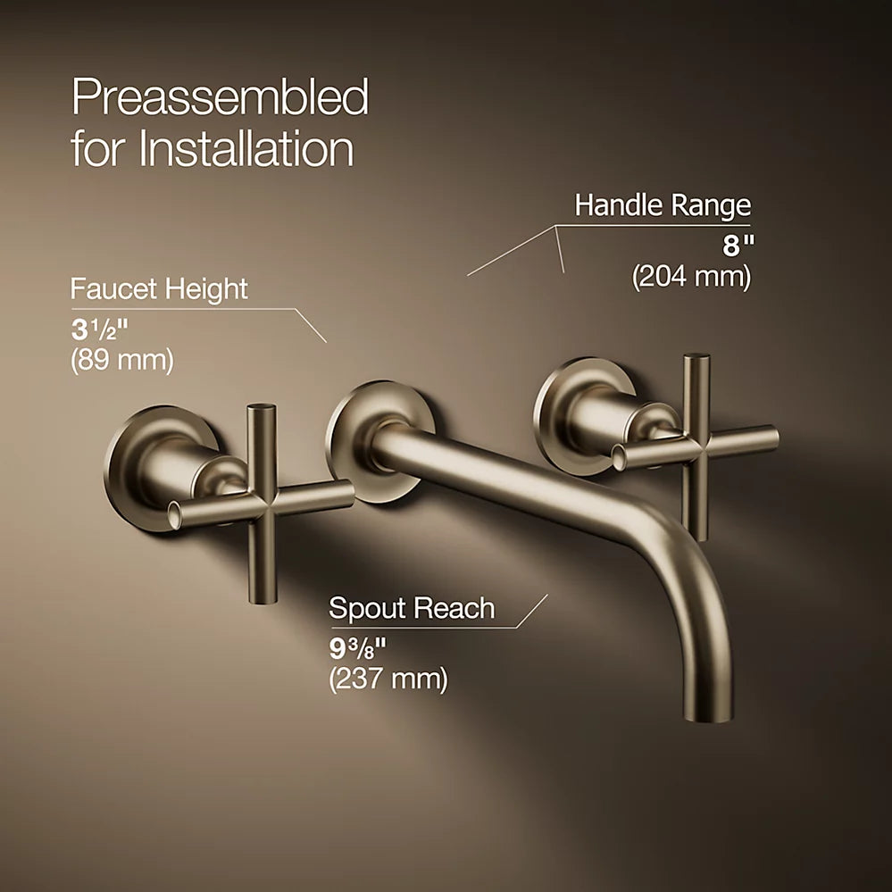 Purist® Wall-mount bathroom sink faucet trim with Cross handles, 1.2 gpm