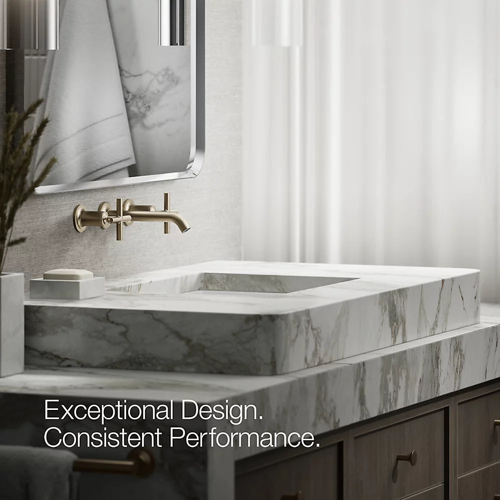 Purist® Wall-mount bathroom sink faucet trim with Cross handles, 1.2 gpm