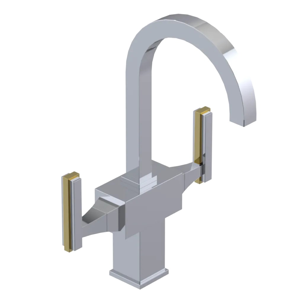 Rubinet Single Hole Dual Handle Lav. Set. (less drain) Chrome