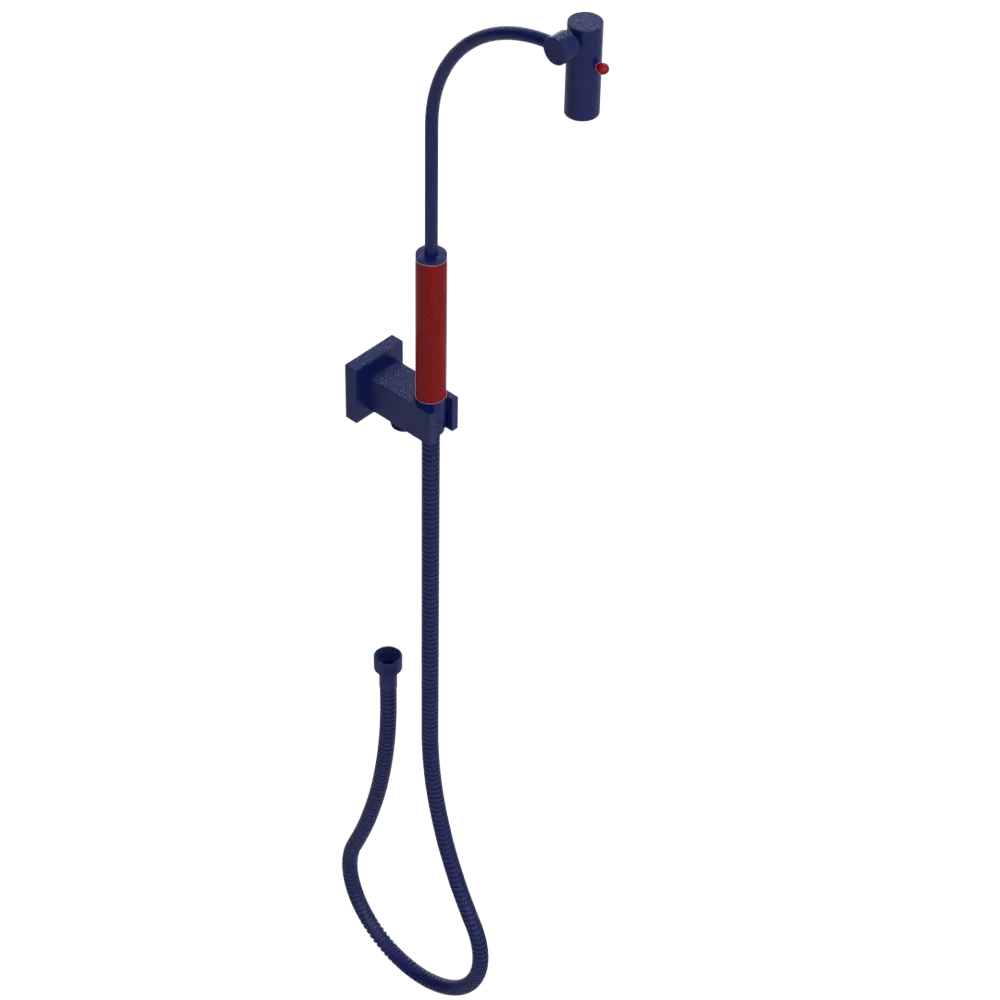 Rubinet Hand Held Shower Bidet with Extended Reach & Dual Function Spray Including Wall Bracket with Supply & Hose (Square) Midnight Blue