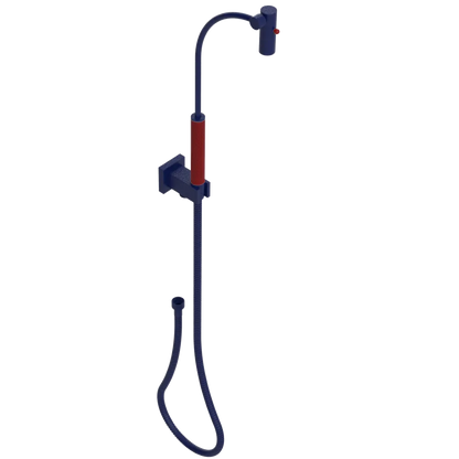 Rubinet Hand Held Shower Bidet with Extended Reach & Dual Function Spray Including Wall Bracket with Supply & Hose (Square) Midnight Blue