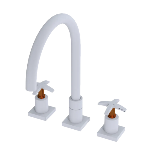 Rubinet Widespread Kitchen Set Matt White