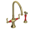 Rubinet Two Handle Single Hole Kitchen Set with Hand Spray Natural Brass