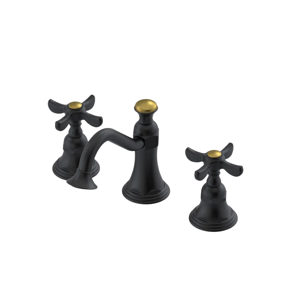 Rubinet Widespread Lav. Set. (less drain) Matt Black