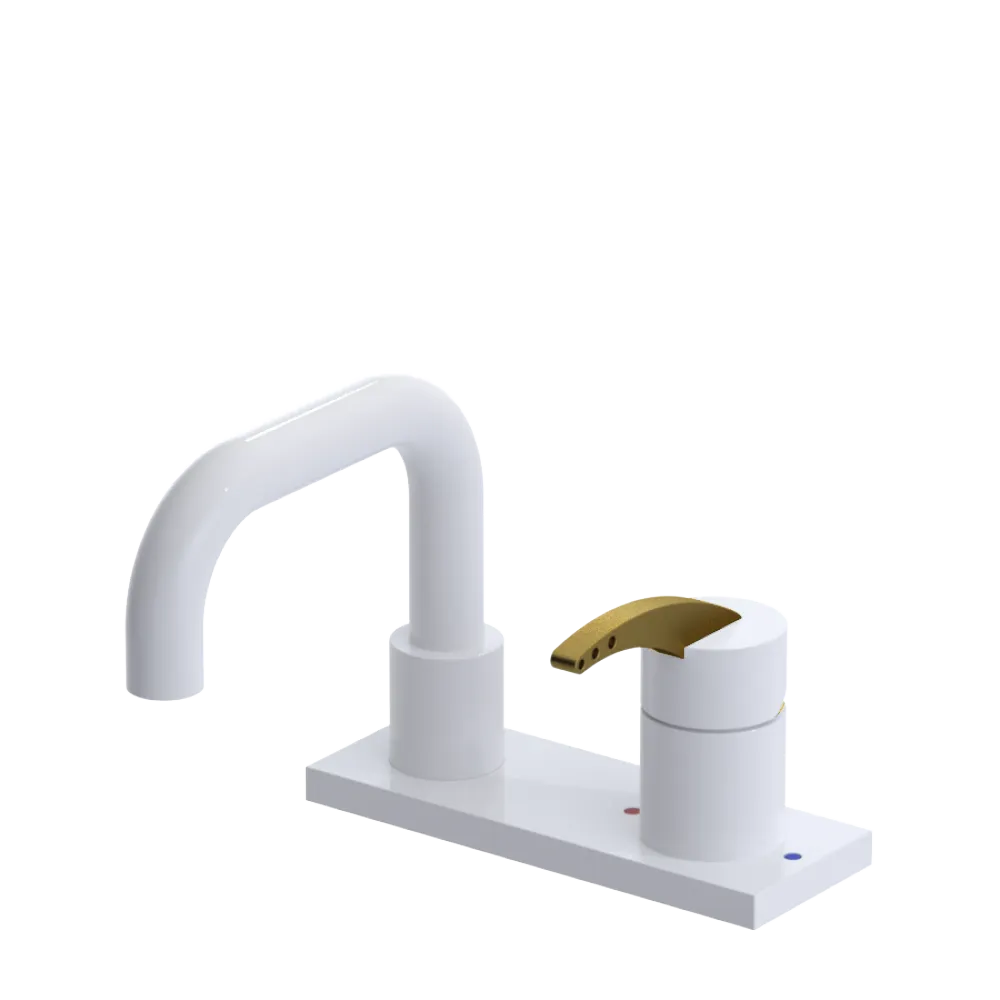 Rubinet 4" Centre Single Control Lav. Set. with Genesis spout (less drain) White