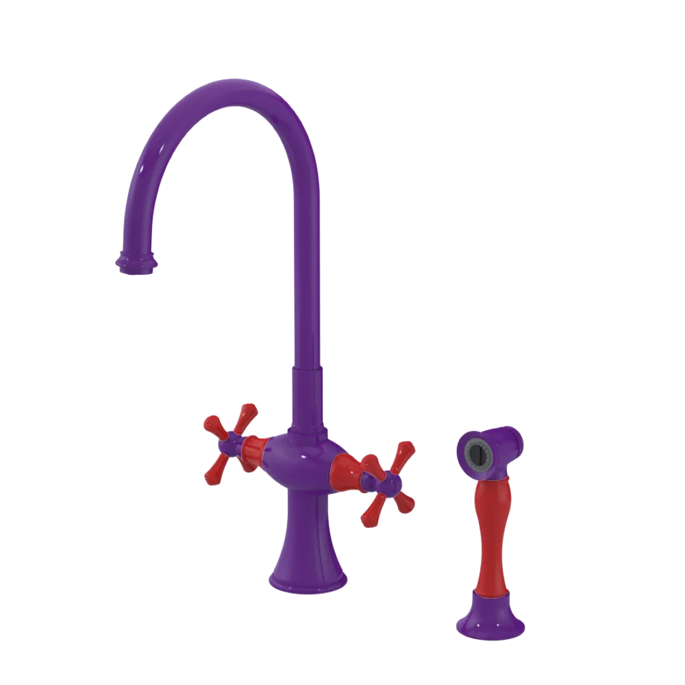 Rubinet Two Handle Single Hole Kitchen Set with Hand Spray Purple Haze