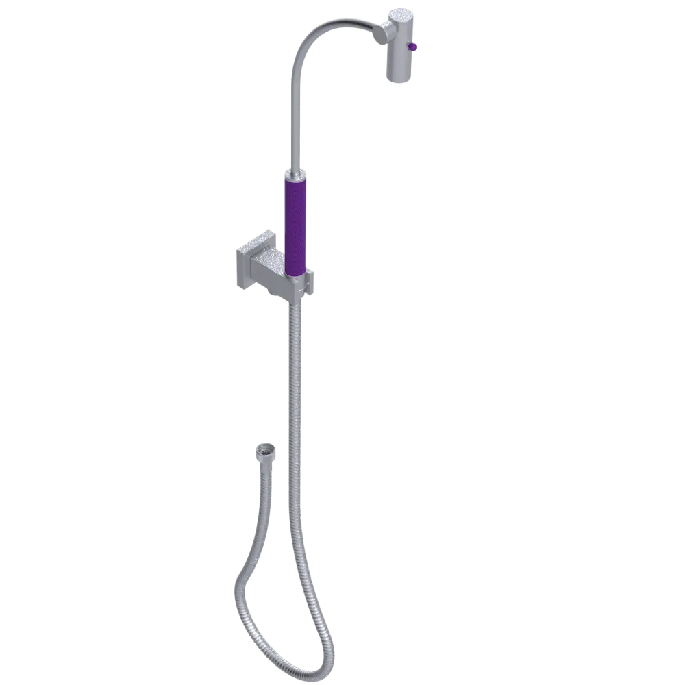 Rubinet Hand Held Shower Bidet with Extended Reach & Dual Function Spray Including Wall Bracket with Supply & Hose (Square) Satin Chrome