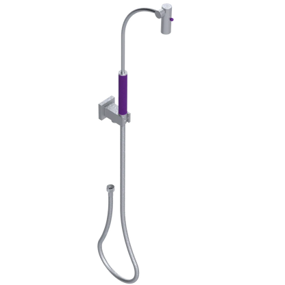 Rubinet Hand Held Shower Bidet with Extended Reach & Dual Function Spray Including Wall Bracket with Supply & Hose (Square) Satin Chrome