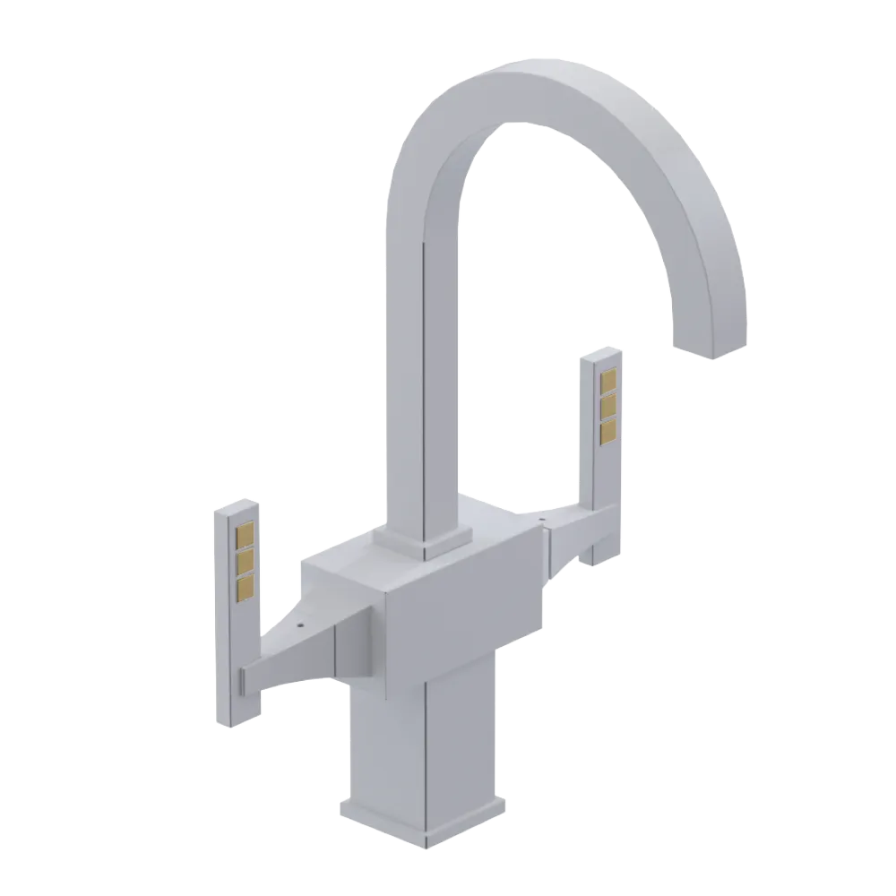Rubinet Single Hole Dual Handle Lav. Set. (less drain) White