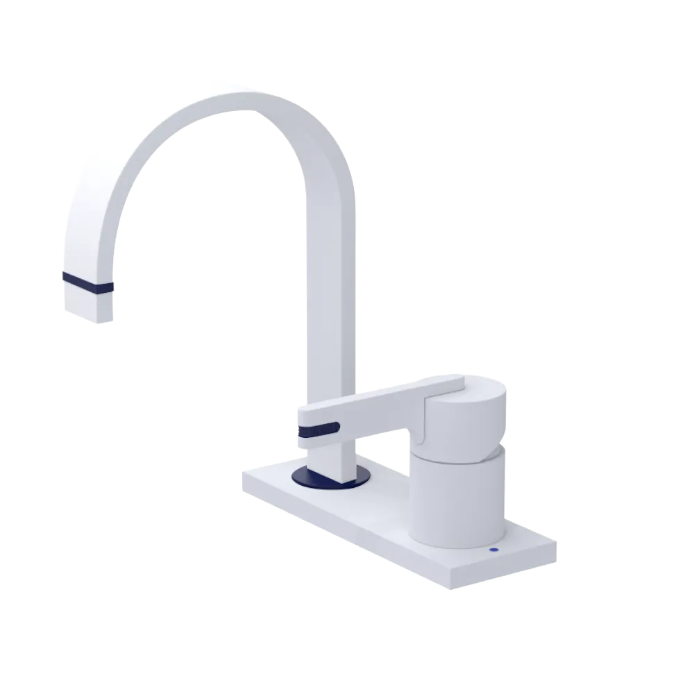 Rubinet 4" Centre Single Control Lav. Set (less drain) Matt White