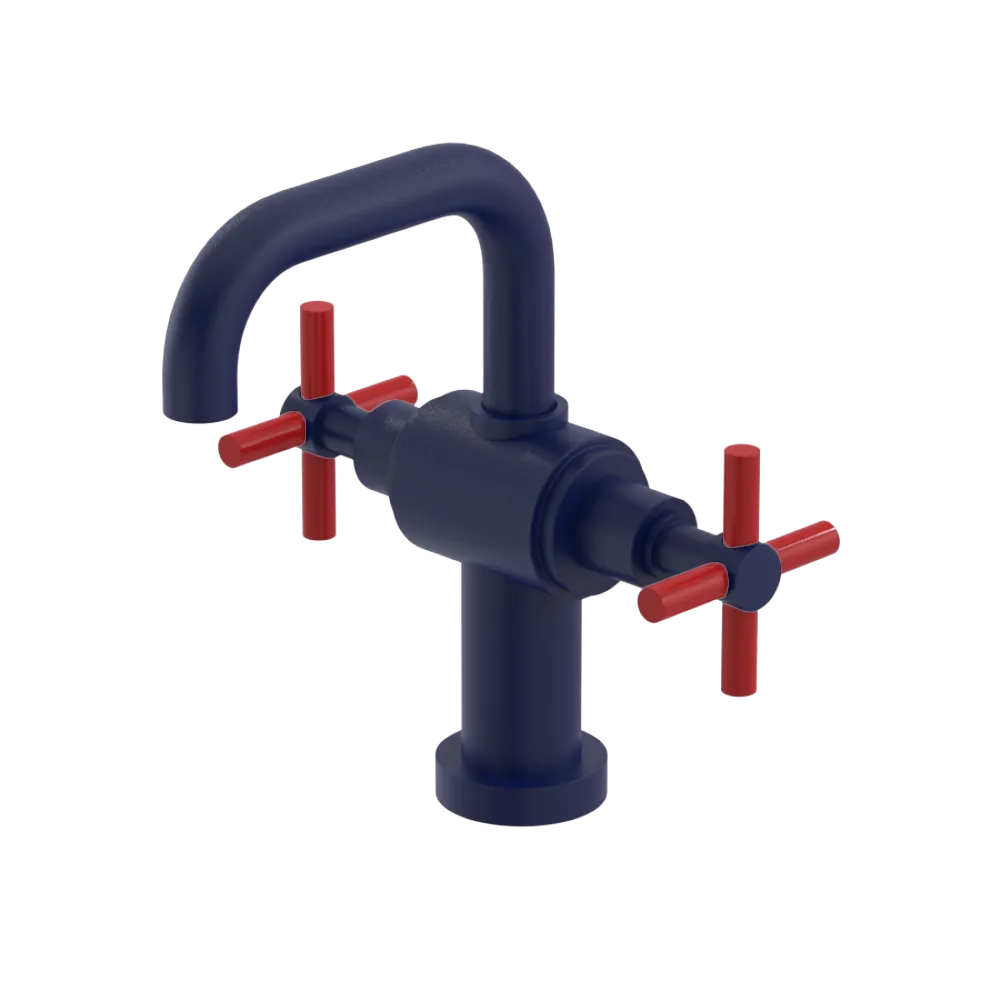 Rubinet Single Hole Dual Handle Lav. Set. (less drain) Midnight Blue