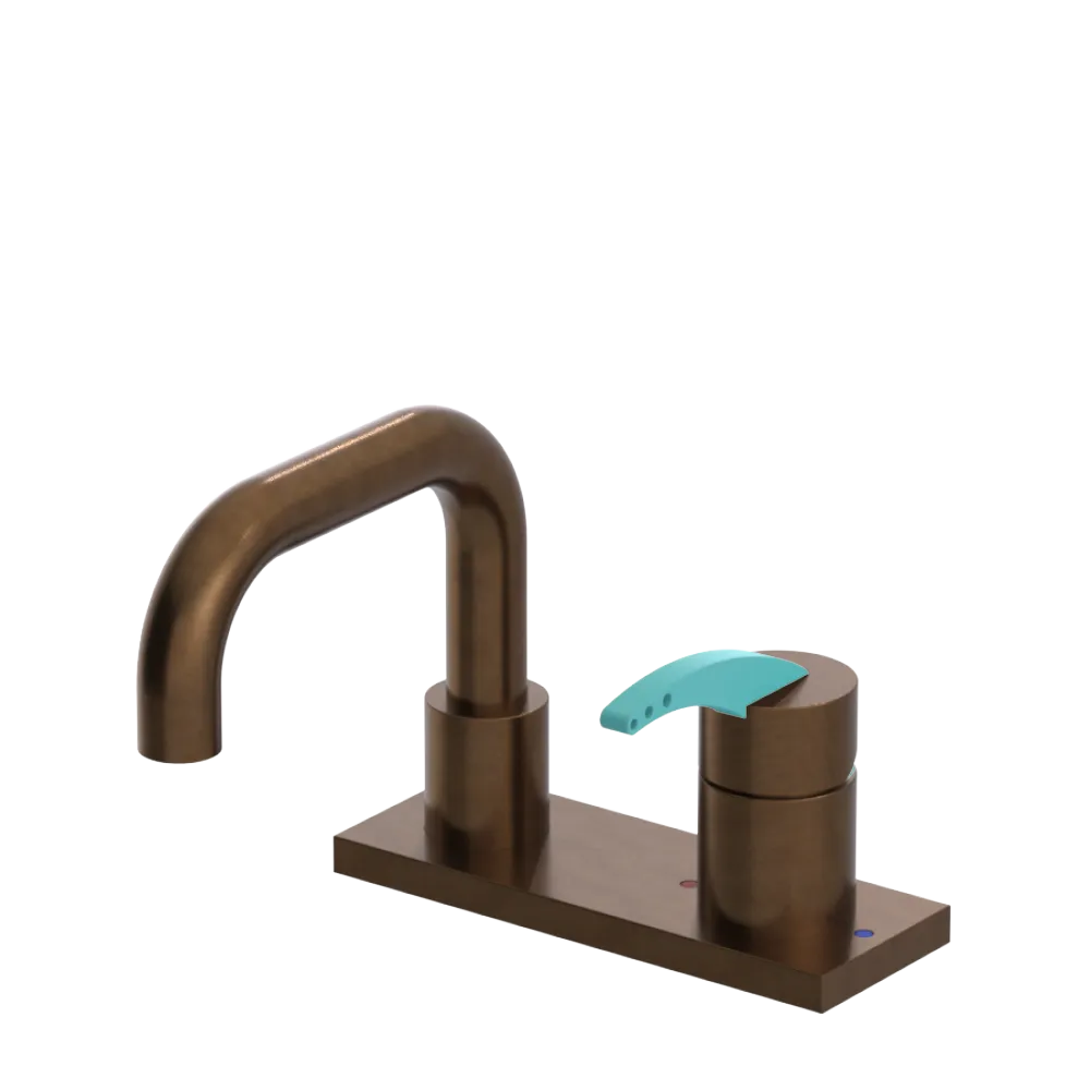 Rubinet 4" Centre Single Control Lav. Set. with Genesis spout (less drain) Tuscan Brass