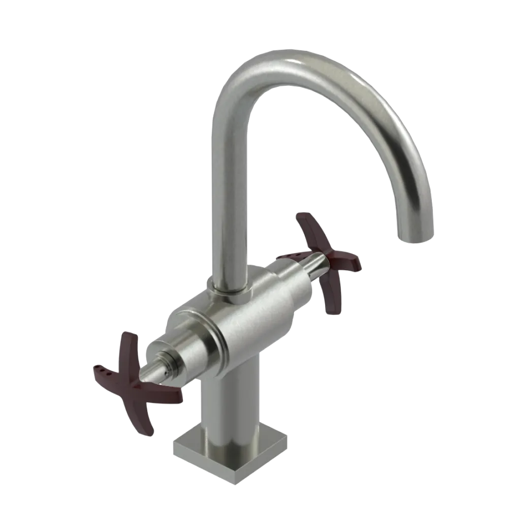 Rubinet Single Hole Dual Handle Lav. Set. (less drain) Satin Nickel