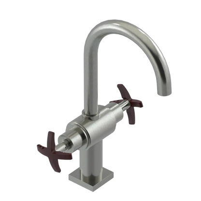 Rubinet Single Hole Dual Handle Lav. Set. (less drain) Satin Nickel