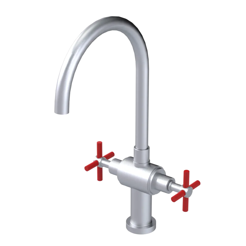 Rubinet Two Handle Single Hole Kitchen Set with LaSalle Spout Satin Chrome