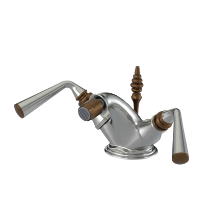 Rubinet Single Hole Dual Handle Bidet Fitting (Less Drain) Satin Nickel