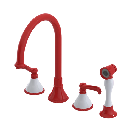 Rubinet Widespread Kitchen Set with Hand Spray Red
