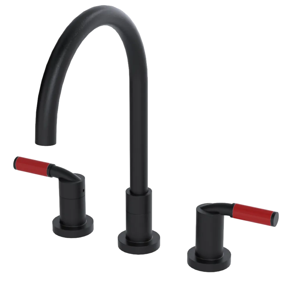 Rubinet Widespread Kitchen Set Matt Black