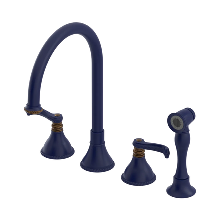 Rubinet Widespread Kitchen Set with Hand Spray Midnight Blue
