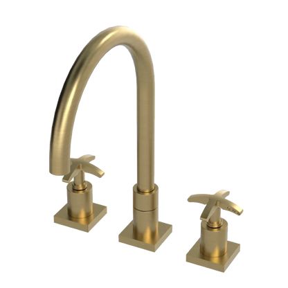 Rubinet Widespread Kitchen Set Satin Brass