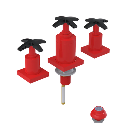 Rubinet Bidet Fitting with Spray, Diverter, and Vacuum Breaker (less drain) Red