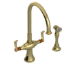 Rubinet Two Handle Single Hole Kitchen Set with Hand Spray Natural Brass