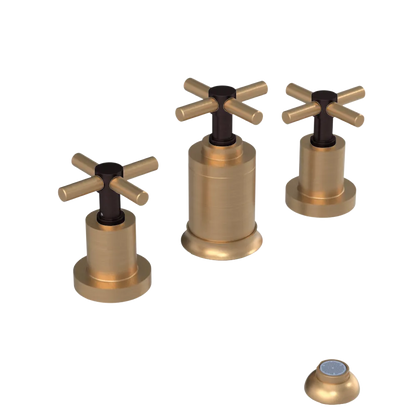 Rubinet Bidet Fitting with Spray, Diverter, and Vacuum Breaker (less drain) Satin Gold
