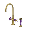 Rubinet Two Handle Single Hole Kitchen Set with Hand Spray Antique Brass Matt