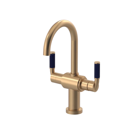 Rubinet Single Hole Dual Handle Lav. Set. (less drain) Satin Gold