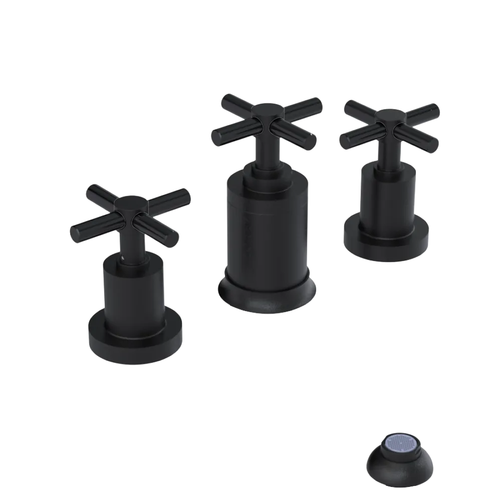 Rubinet Bidet Fitting with Spray, Diverter, and Vacuum Breaker (less drain) Matt Black