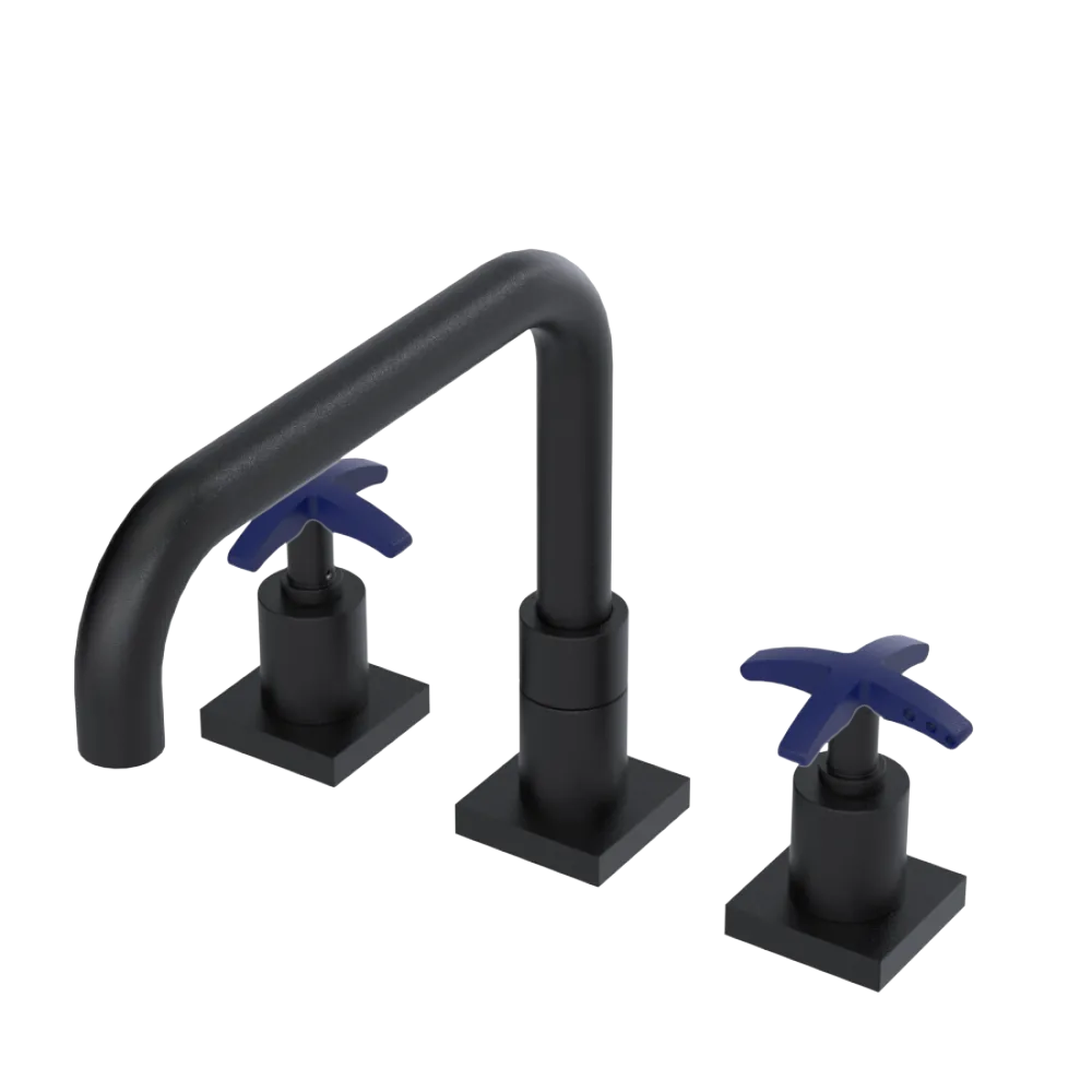 Rubinet Widespread Kitchen Set with Genesis Spout Matt Black