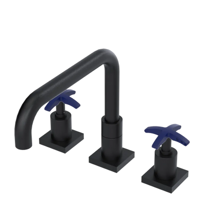 Rubinet Widespread Kitchen Set with Genesis Spout Matt Black