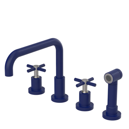 Rubinet Widespread Kitchen Set with Hand Spray Midnight Blue