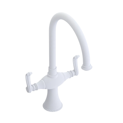 Rubinet Two Handle Single Hole Kitchen Set Matt White