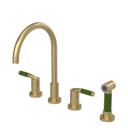 Rubinet Widespread Kitchen Set with Hand Spray Satin Brass