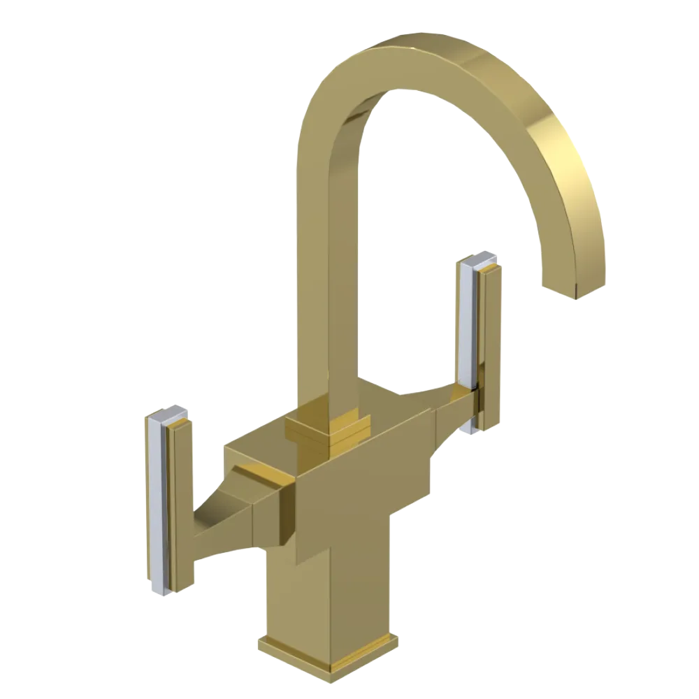 Rubinet Single Hole Dual Handle Lav. Set. (less drain) Bright Brass
