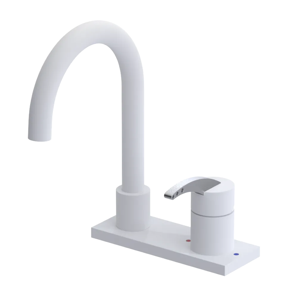 Rubinet 4" Centre Single Control Lav. Set. (less drain) Matt White