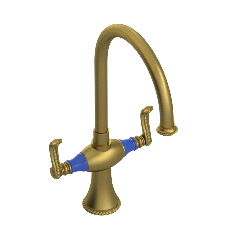 Rubinet Two Handle Single Hole Kitchen Set Antique Brass Matt