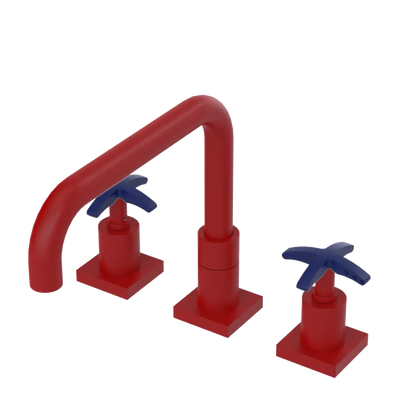 Rubinet Widespread Kitchen Set with Genesis Spout Maroon