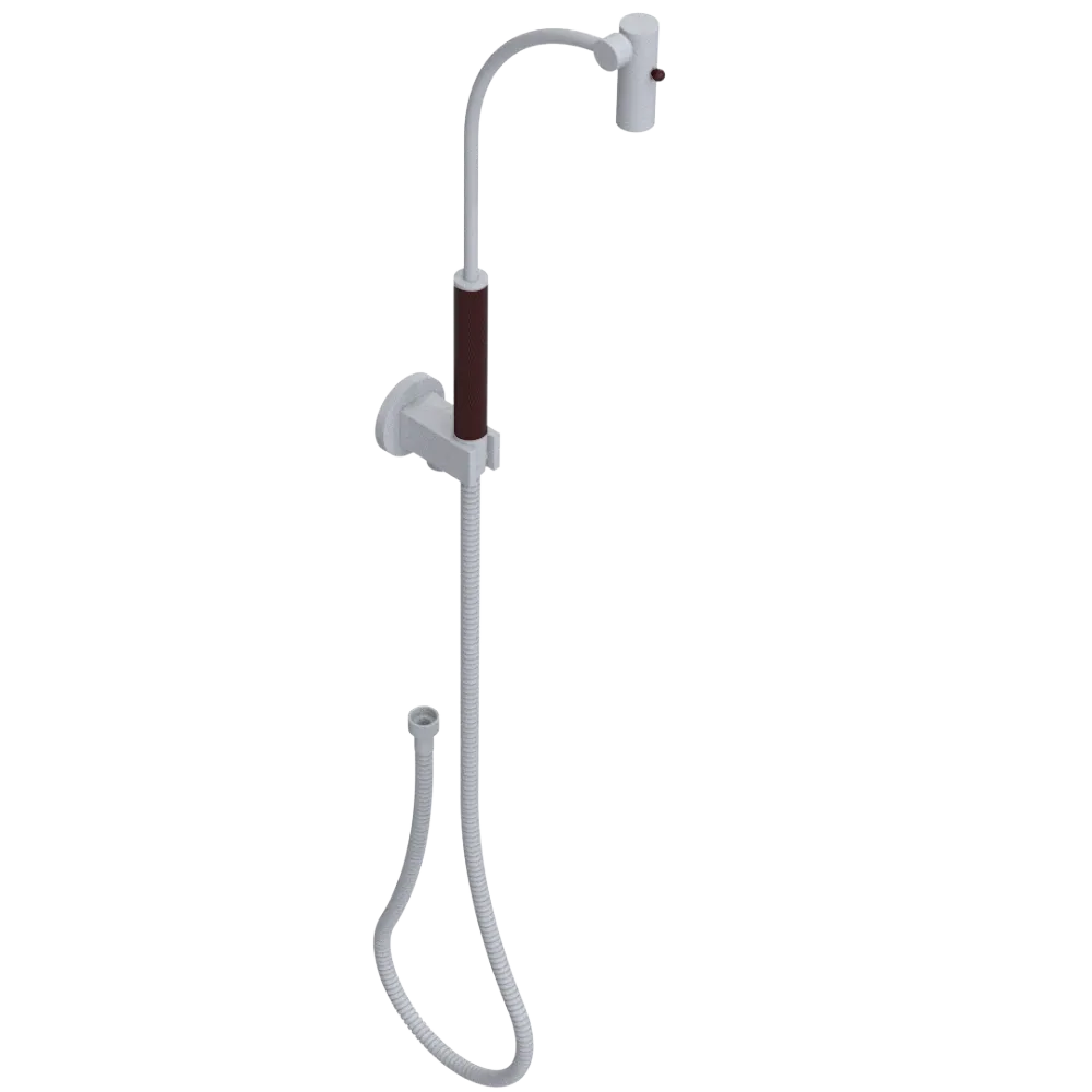 Rubinet Hand Held Shower Bidet with Extended Reach & Dual Function Spray Including Wall Bracket with Supply & Hose (Round) Matt White