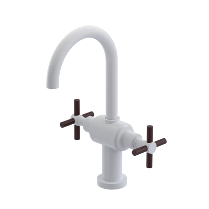 Rubinet Single Hole Dual Handle Lav. Set with LaSalle Spout (less drain) White